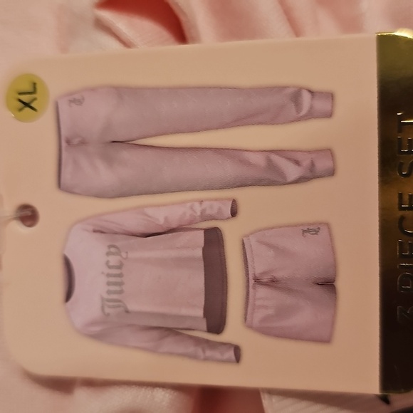 JUICY COUTURE BEADED PINK SLEEPWEAR LOUNGEWEAR 3 PIECE GIFT SET XLG - Picture 1 of 3